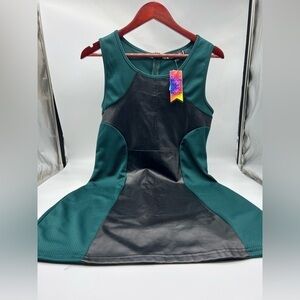 black faux leather and blueish green mini NWT size medium